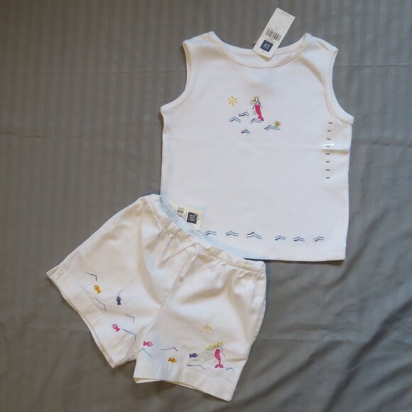BabyGap Girls Mermaid Tank Top & Matching Shorts Sz 4xl (4yrs) NWTs - Picture 2 of 16